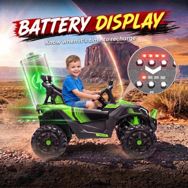 24V 2 Seater Ride On Truck Car for Big Kids with Remote Control, Dual Motors, 4-Wheel Suspension for Ages 3-8, Green