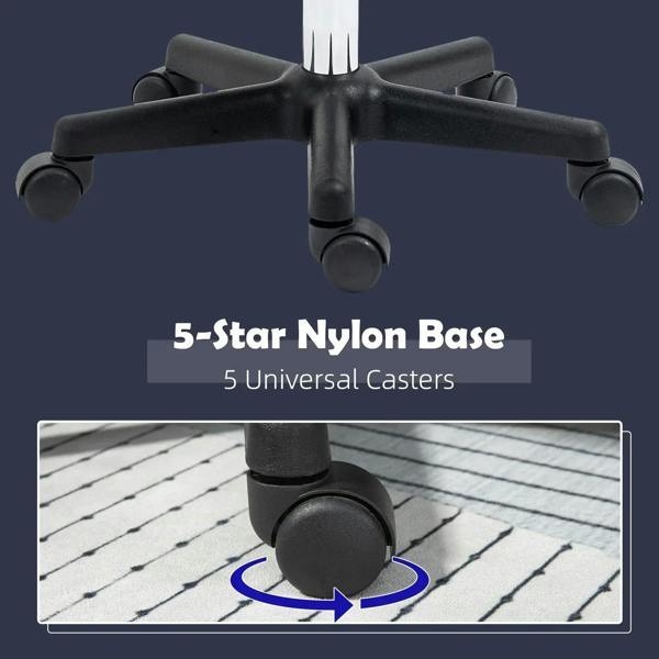 Black 5-wheel caster base for swivel salon chair with central height stem