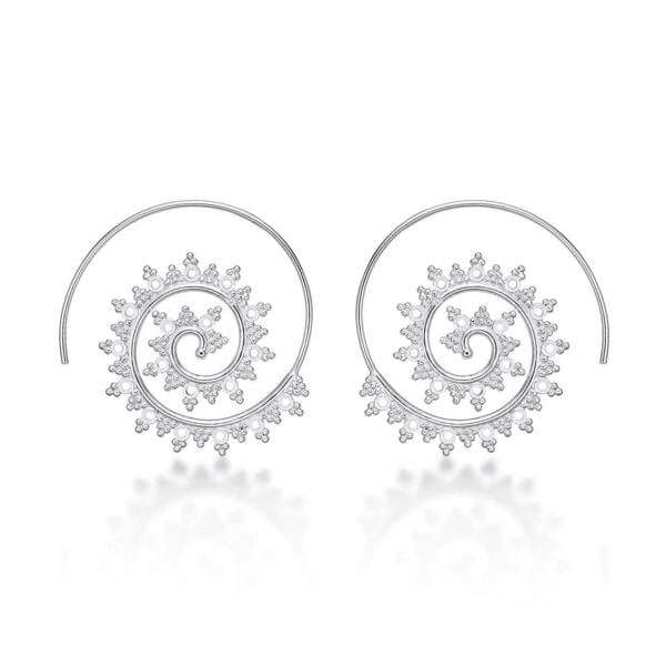 925 Sterling Silver Ethnic Spiral Pull Through Earrings for Women - namana.london