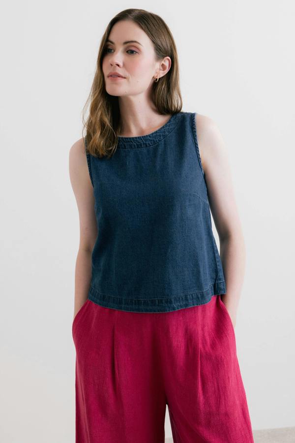 Lily & Me Cora Denim Button Back Vest