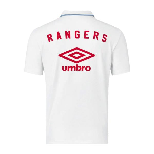 Umbro Mens Rangers FC Short-Sleeved Travel Polo Shirt - Brilliant White/Lollipop - 