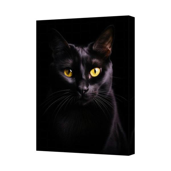 Benjamin Tate Design Black Cat Portrait Canvas Wall Art With Golden Eyes