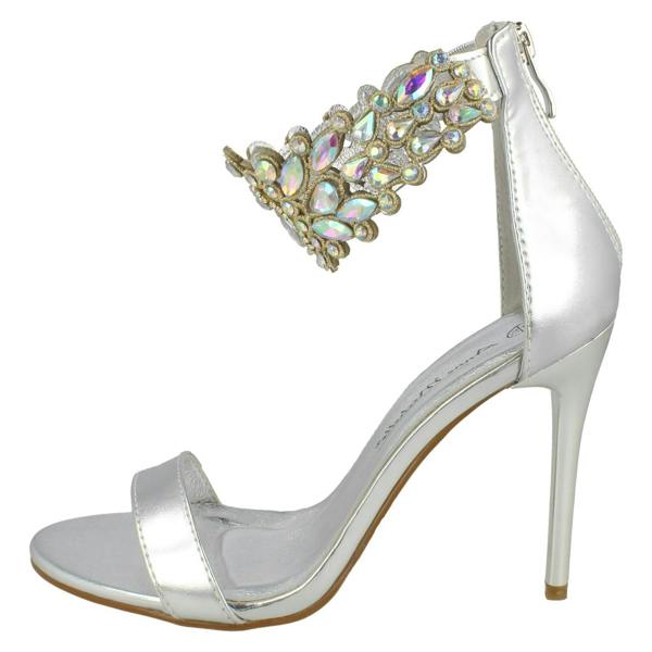 Anne Michelle Ladies Anne Michelle Jewelled Ankle Strap Heeled Sandals F10862