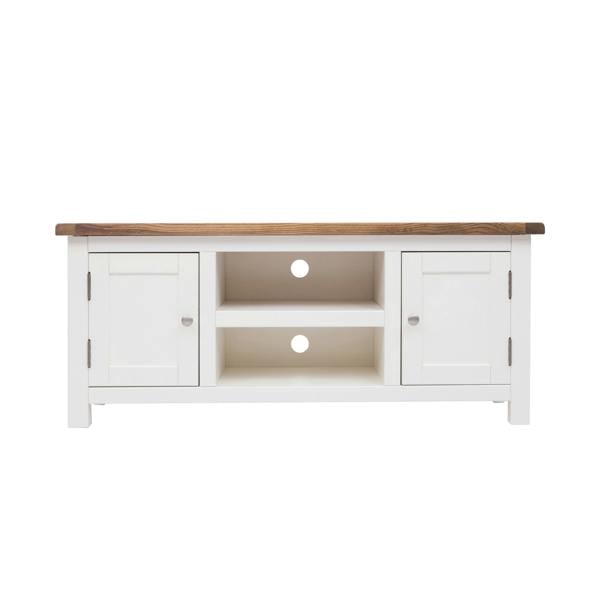 Lovere Off White 2 Door TV Cabinet Chrome Knob