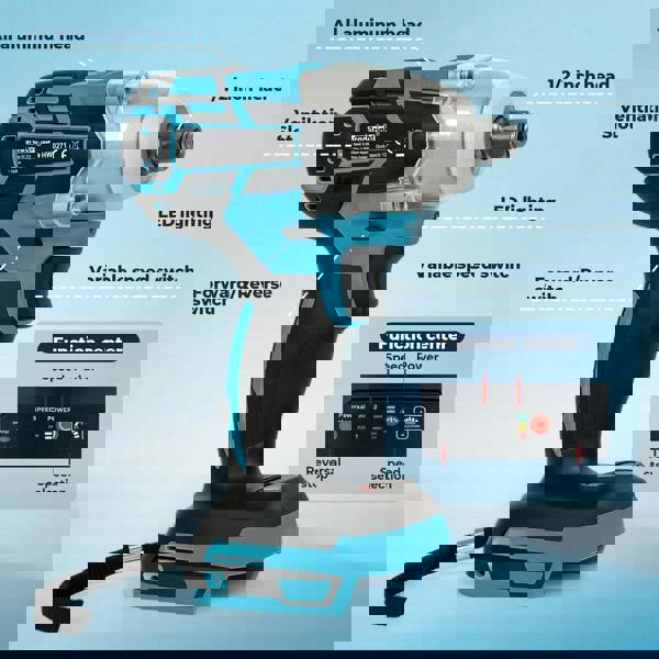 Traderight 21V Brushless Impact Wrench Drill 1/2" Rattle Gun 4.0Ah Battery Kit