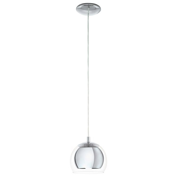 EGLO Rocamar 1-Light Chrome Hanging Pendant Light With An Outer Glass Shade