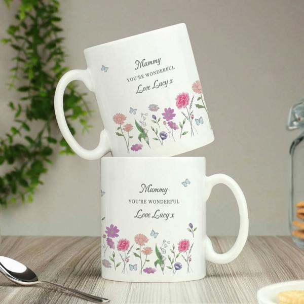 Personalised Wild Flowers Mug - alternative angle