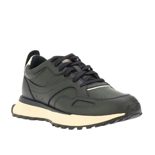 Boss Mens Jonah Run Leather Trainers - Dark Blue - 
