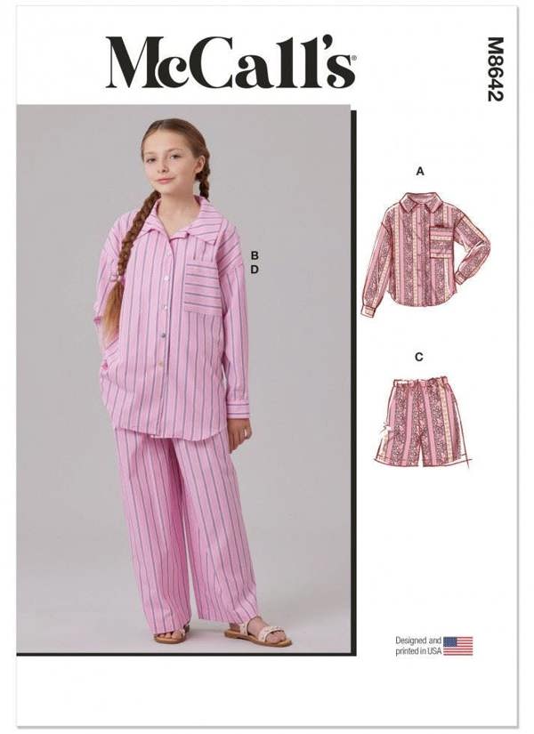 McCalls 8642 Paper Sewing Pattern – Kids' & Teens' Pyjamas, Size S-L, Intermediate