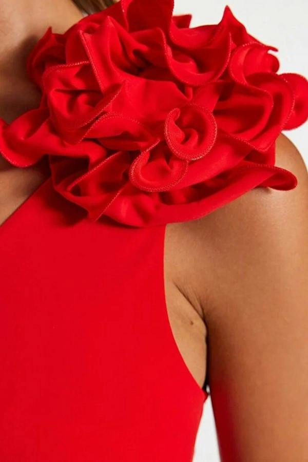 WOVCOR Applique Detail One Shoulder Covered Brazilian Swimsuit