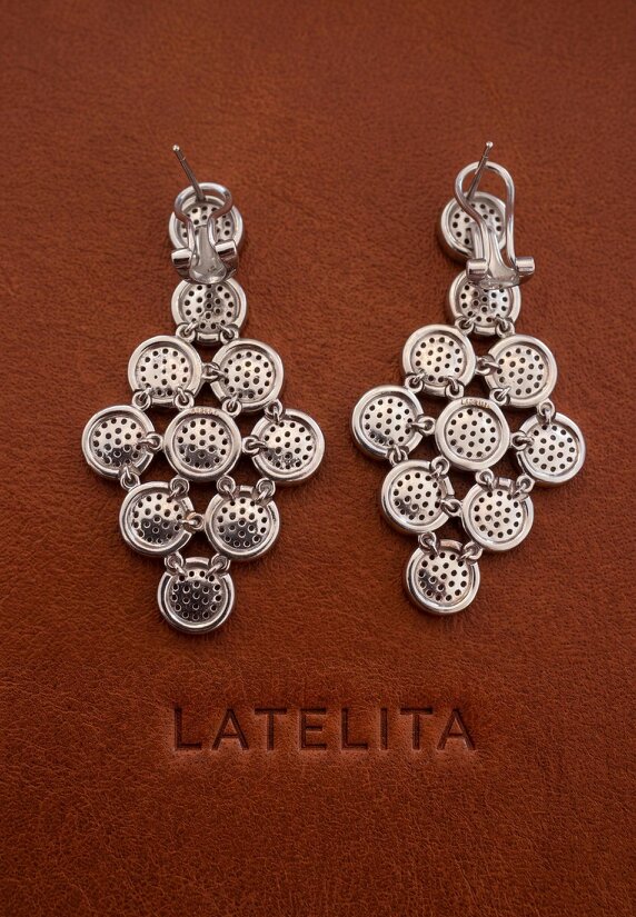 Latelita Mirage Disc Cascading Drop Earrings Silver