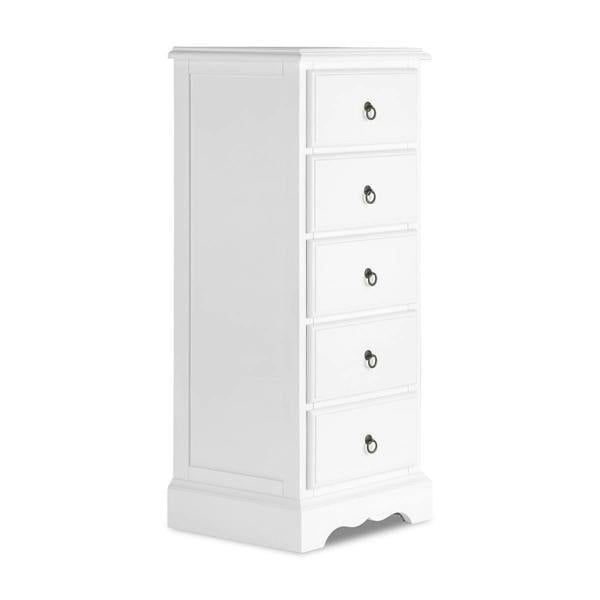 Statement Furniture Romance Tallboy 5 Drawer Narrow Chest of Drawers Assembled Bedroom Storage