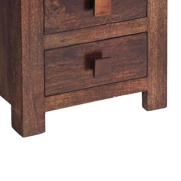 Wyld Haus Phuket Dark Mango Wood 3 Drawer Bedside Table