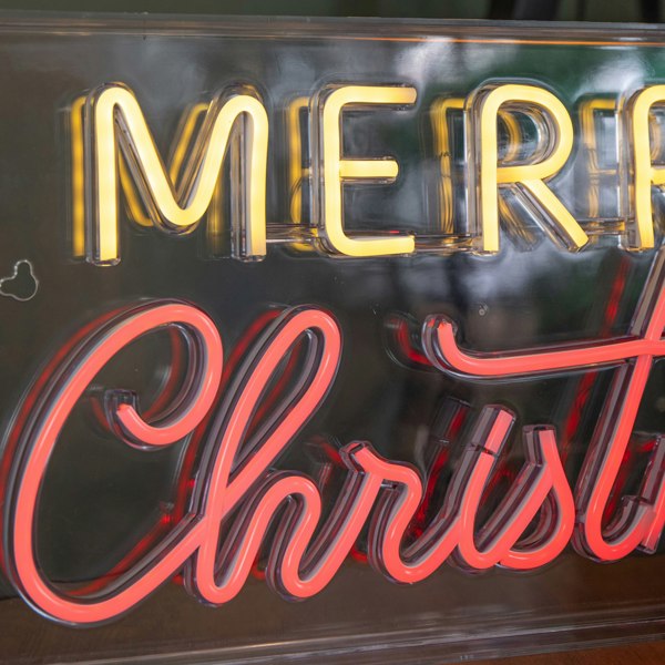 Samuel Alexander 43cm Light up Merry Christmas Neon Flex Sign in Warm White and Red