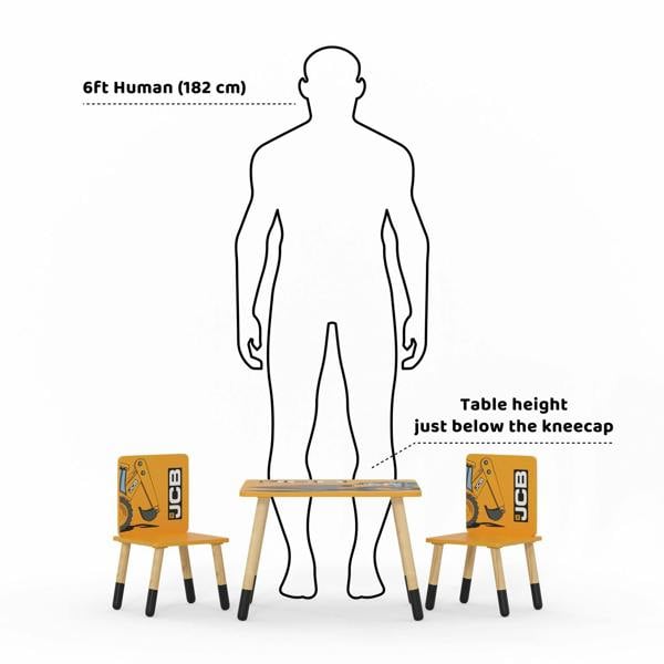 Height of the toddler table and chair set compared to a 6ft human.