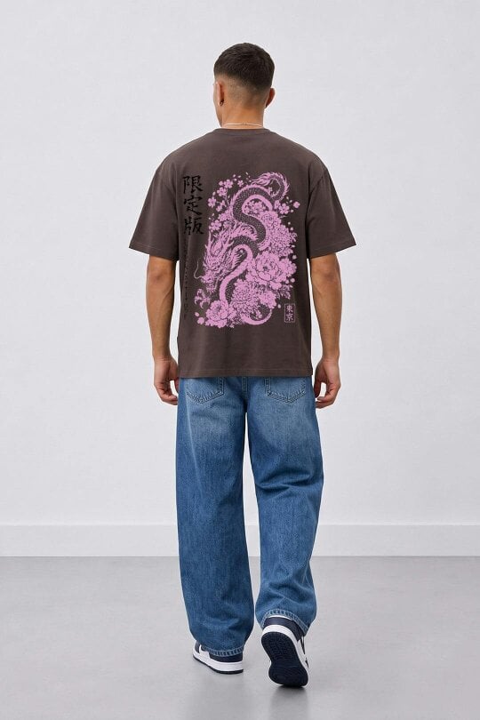 London Attitude Japanese-Inspired Dragon Graphic T-Shirt