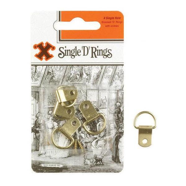 X Brass Single D Rings 4pk - One Colour - 