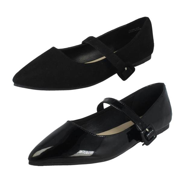 Savannah Ladies Savannah Pointed Toe Buckle Fastening Flat Smart Shoes F80586