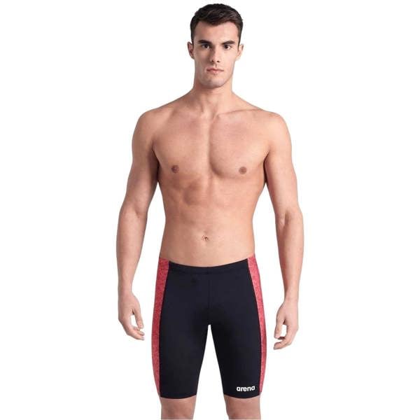 Arena Mens Abstract Tiles Jammer Shorts - Black/Red Print - 