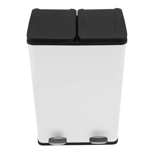 Monstershop 60L Dual-Compartment Kitchen Pedal Bin - White