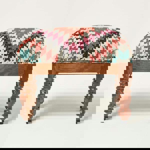 HOMESCAPES Manila Handwoven Kilim Footstool