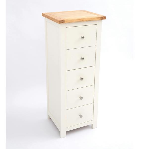 Cabinet Bits Maggiori 5 Drawer Narrow Chest of Drawers Chrome Knob