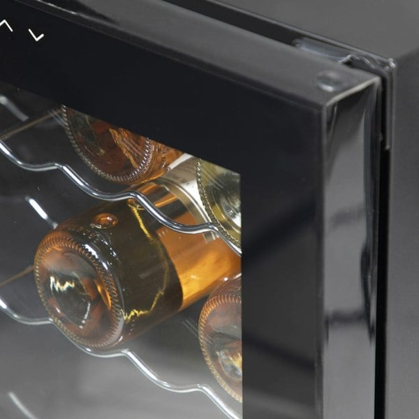 52 Bottle Dual Zone Freestanding Wine Cooler Fridge - LED Backlit BLACK & GLASS - LoopsDirect
