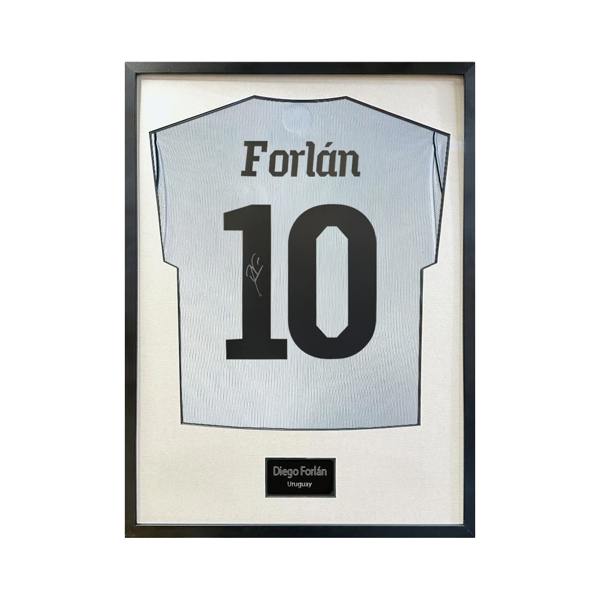 Diego Forlan Signed Uruguay Shirt Standard Frame