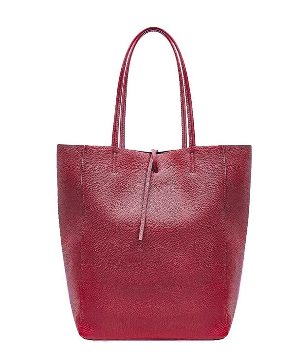 Kitise Soft Slouch Genuine Italian Leather Large Shopper Tie Closure Style Tote Handbag