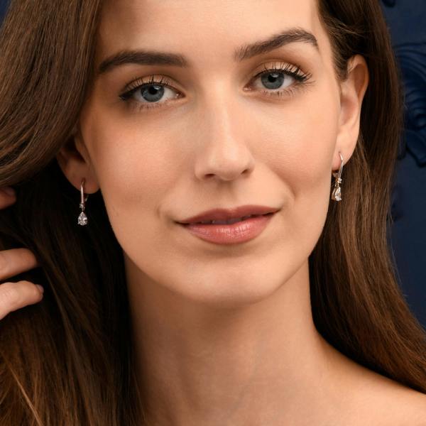 namana Sterling Silver Pear Drop Cubic Zirconia Leverback Dangle Earrings