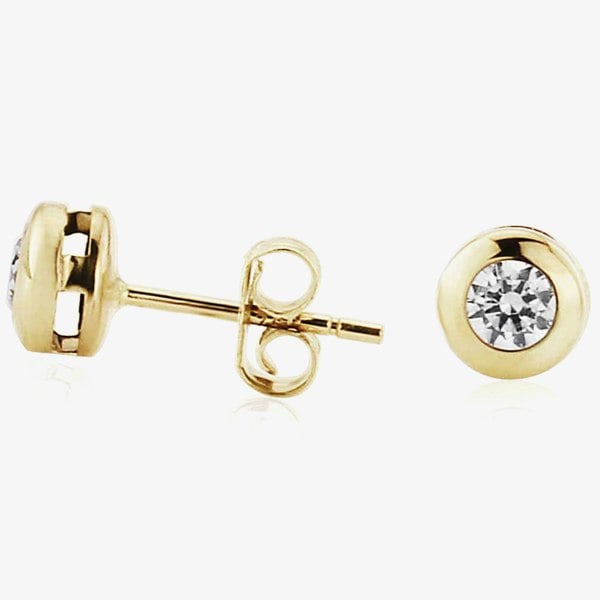 T. H. Baker 9ct Rubover Cubic Zirconia Small Studs SE546