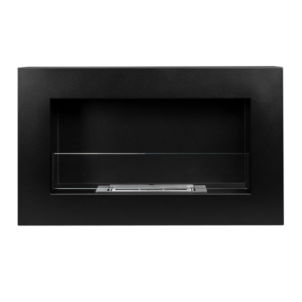 BIOFireplacesGMT Bioethanol Fireplace Wall Mounted 650x400 Black Matt with Glass Ventless