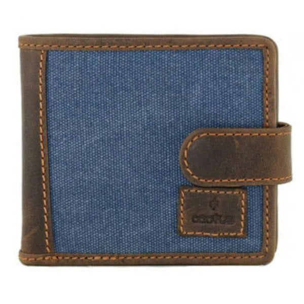 Mala Leather Cactus by Mala Leather Bi-Fold RFID Canvas Wallet – Hunter Leather Trim