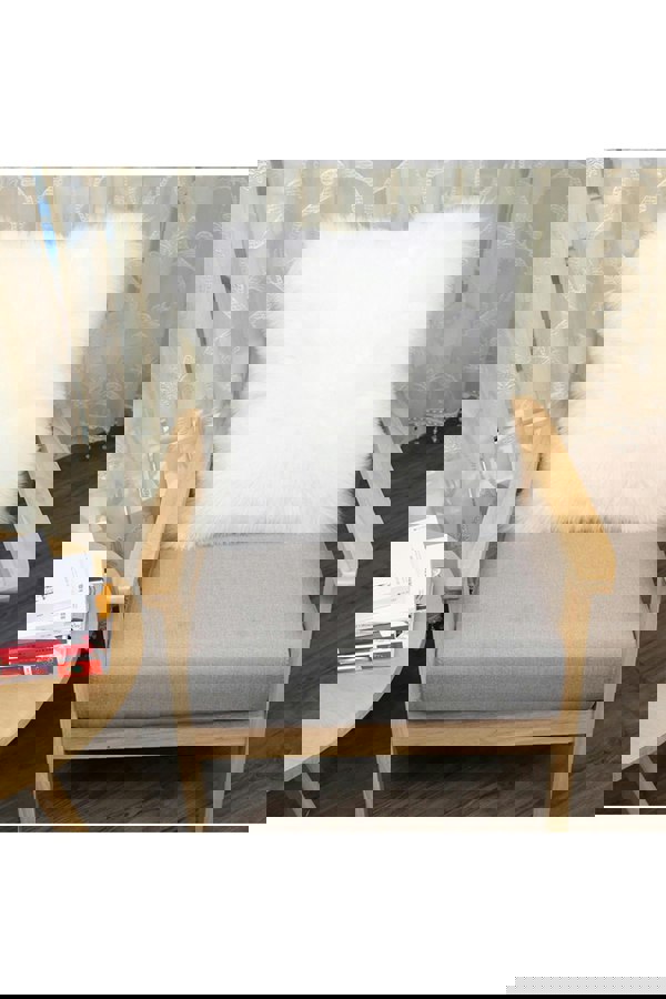 Living and Home 50*50cm Fluffy Faux Wool White Cushion Cover