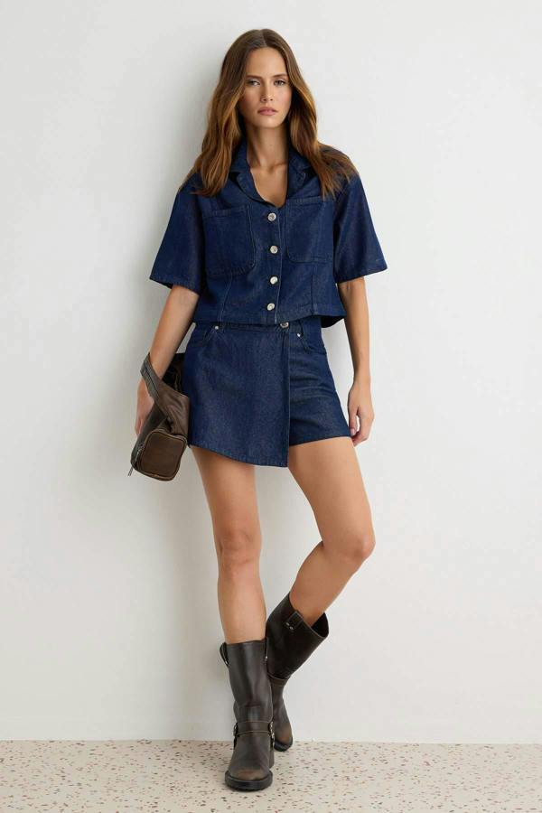2-Piece Shirt Collar Short Sleeve Relaxed Fit Shirt and Shorts Co-ord