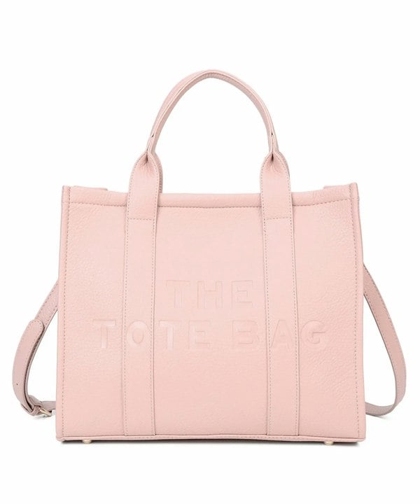 Kitise Large Textured Leather Embossed Logo Structured Tote Bag