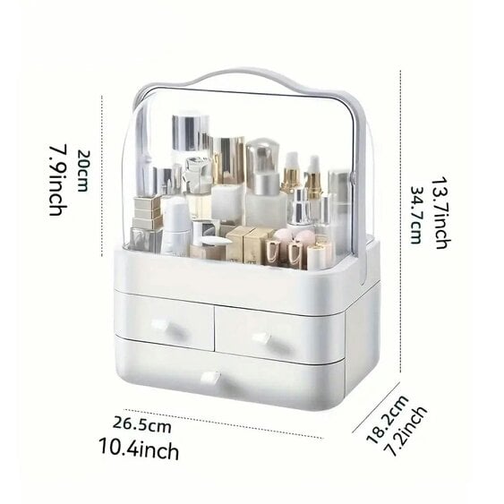 Neo White Acrylic Makeup Storage Organiser with Lid & Drawers