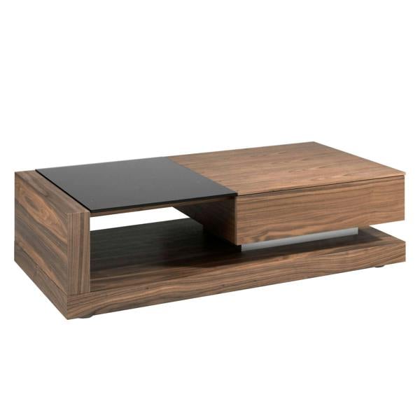 Angel Cerdá Rectangular coffee table Rectangular coffee table Black and walnut glass 2061