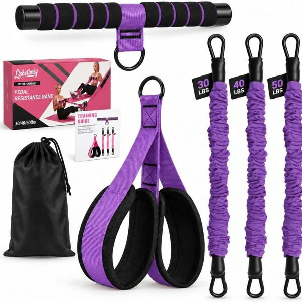 Leaper Pedal Resistance Band Adjustable 3 Tubes - Purple