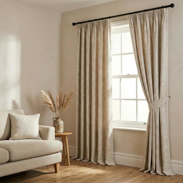 Murcia made-to-measure curtains in Mouse, styled in a living room