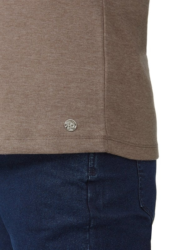 PennyPlain High Back V-neck Top - Latte