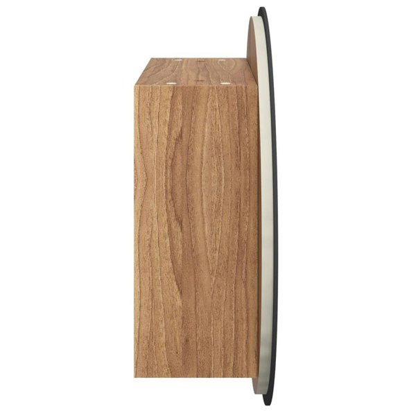 Berkfield Bathroom Cabinet with Round Mirror&LED Oak 47x47x17.5 cm
