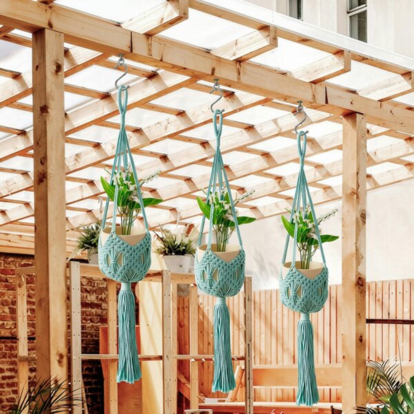 deAO Toys deAO Macrame Hanging Plant Holder Set 3-Pack Decorative Boho Home Decor