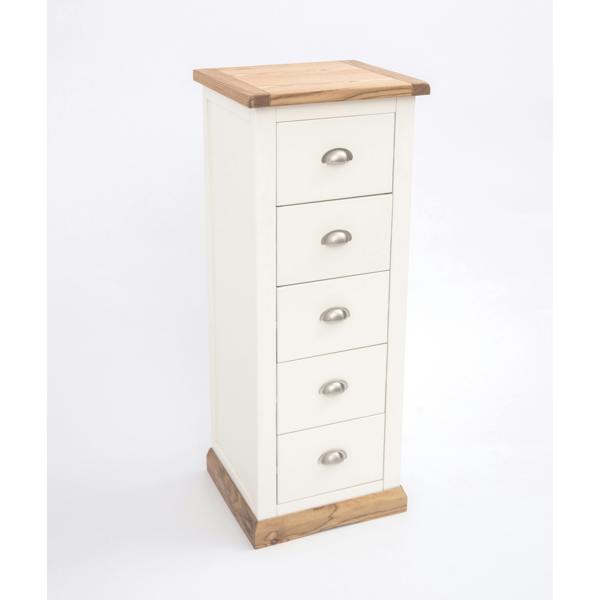 Cabinet Bits Tropea 5 Drawer Narrow Chest of Drawers Chrome Cup Handle