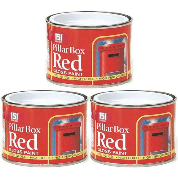 151 3X Pillar Box Red Paint Tin 180ml