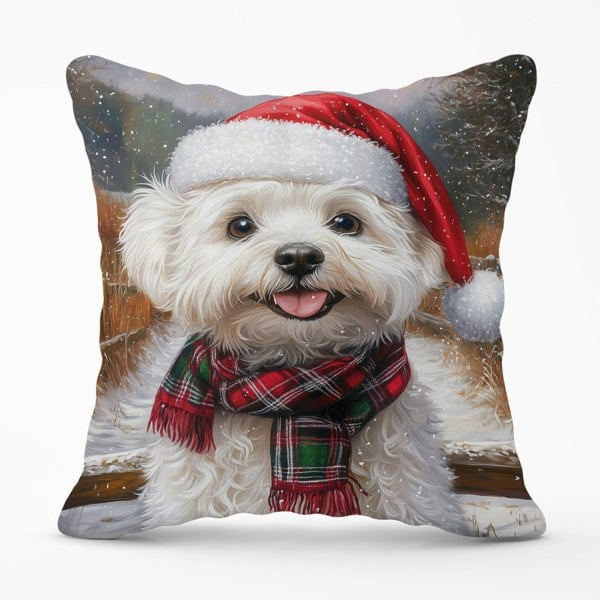 Warren Reed Snowy Christmas Bischon Frise Cushion