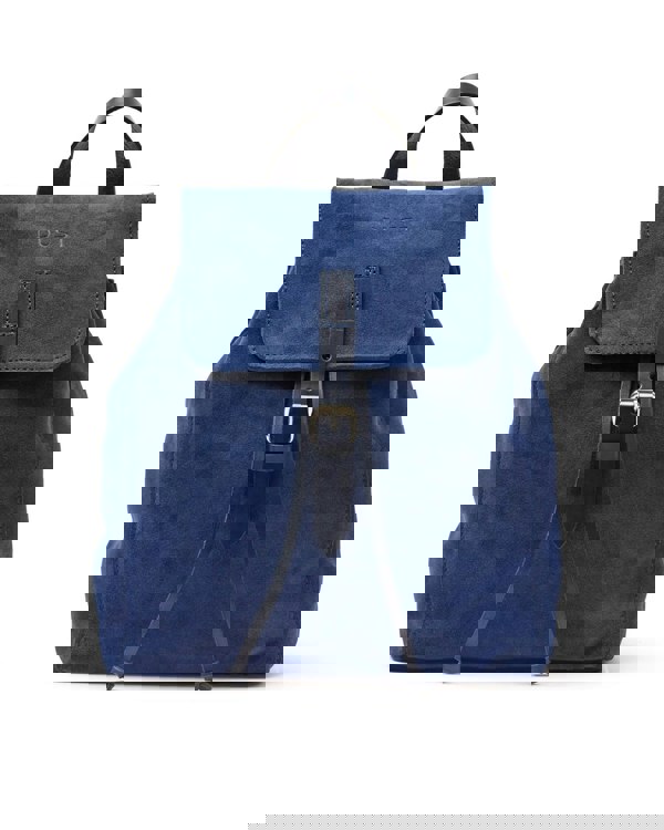 Leather Backpack in Suede Blue Venice Collection