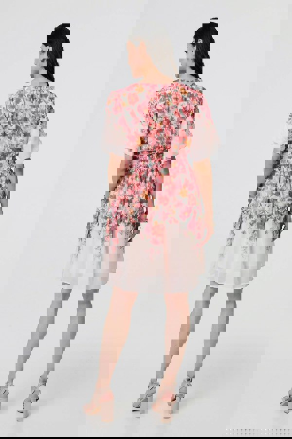 Pink | Floral Print Angel Sleeve Mini Dress
