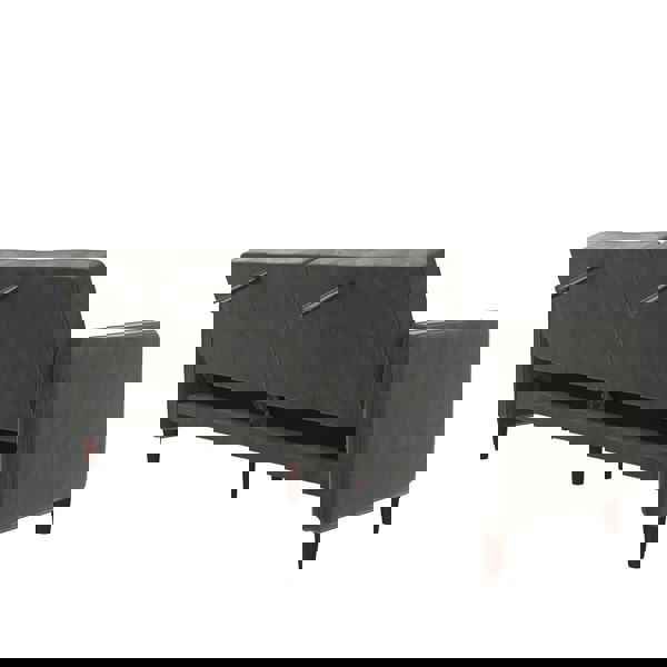 Dorel Home Pin Tufted Transitional 3 Seater Sofa Bed in Velvet Grey