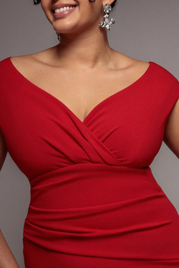 Bardot Pleated Midi Dress - Red DR1092AP
